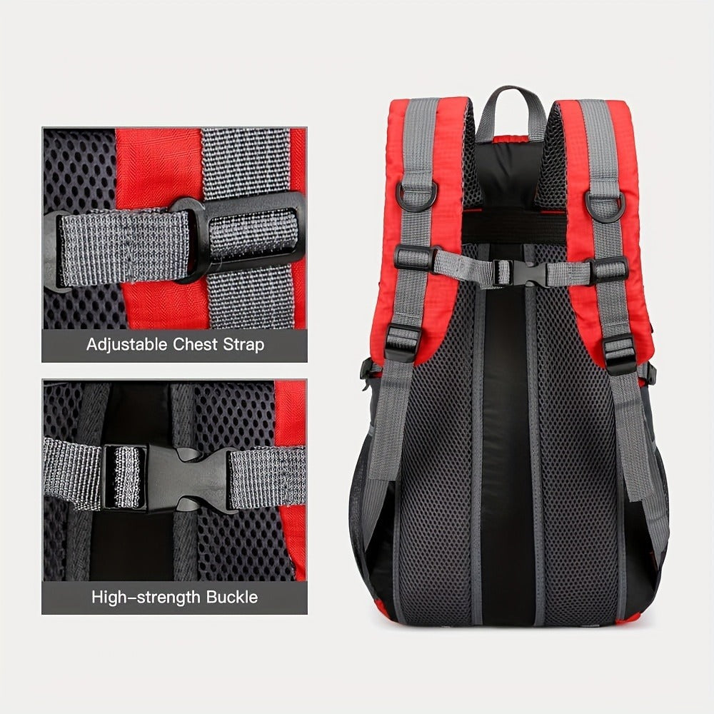 Hiking Backpack 25.8L Outdoor Mountaineering Bag – Large Capacity Travel Sports Rucksack with Torso Adjustment for Trekking, Camping, Climbing & Day Trips, Available in Red, Blue, Black & Orange