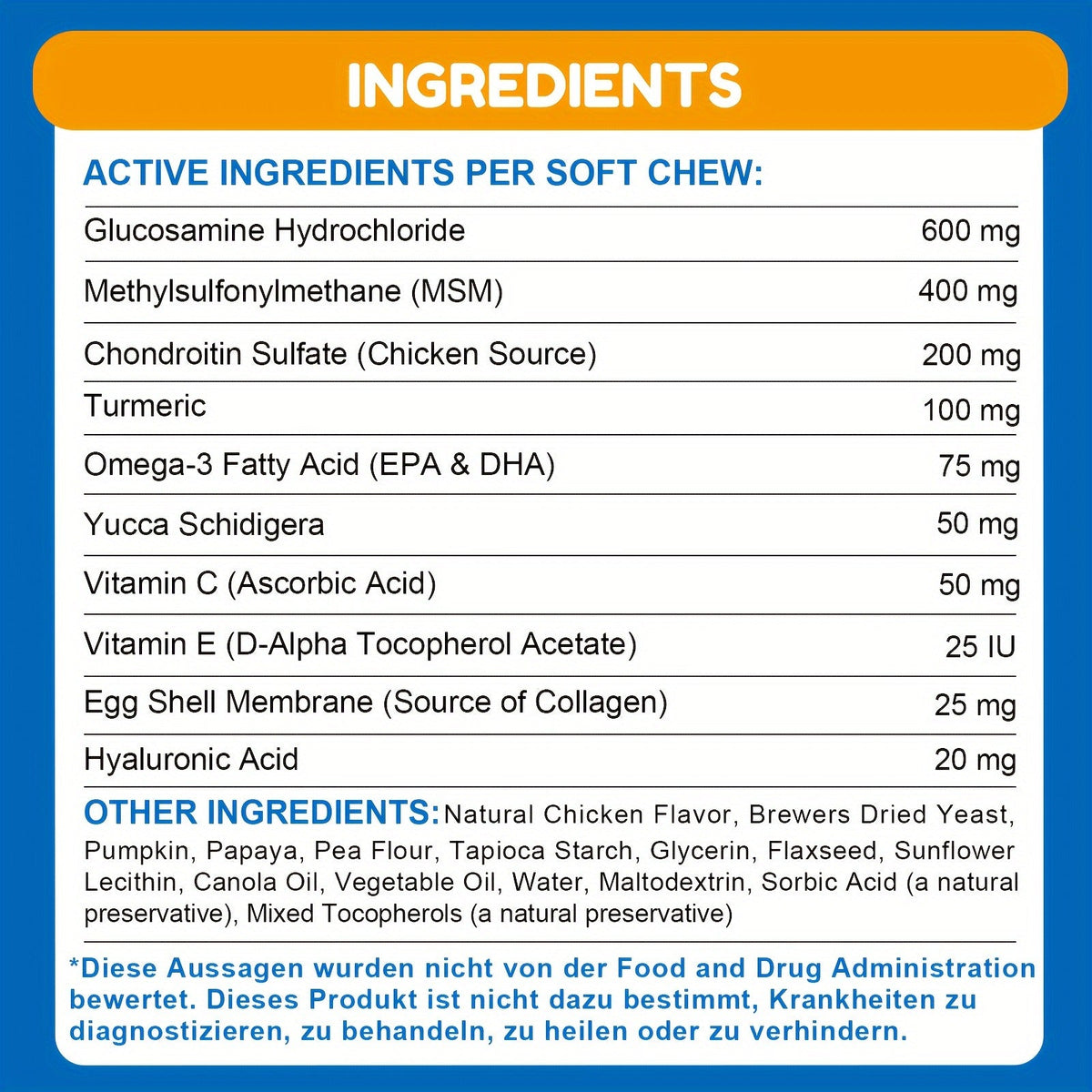 Dog Joint Supplement Chews, Chicken Flavor, 120 Count