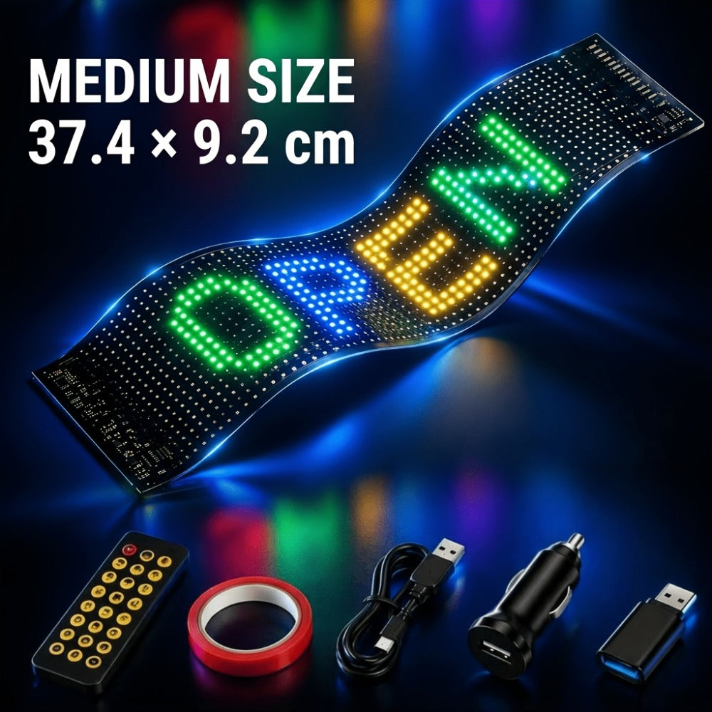 Programmable LED Sign – Flexible Matrix Display with App Control, Custom Text & Animations, Music Sync, USB Powered LED Panel for Bedroom Decor Store Window Business Display (3 Sizes)