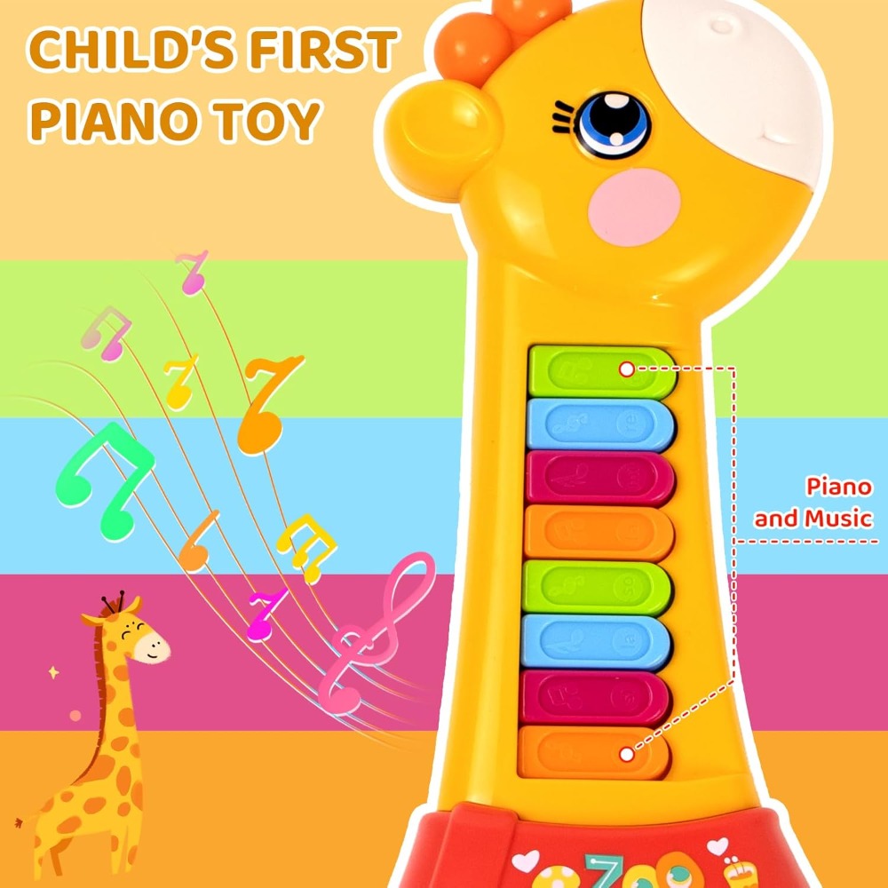 Giraffe Guitar Musical Toy with Piano Keys, Animal Sounds and Lights