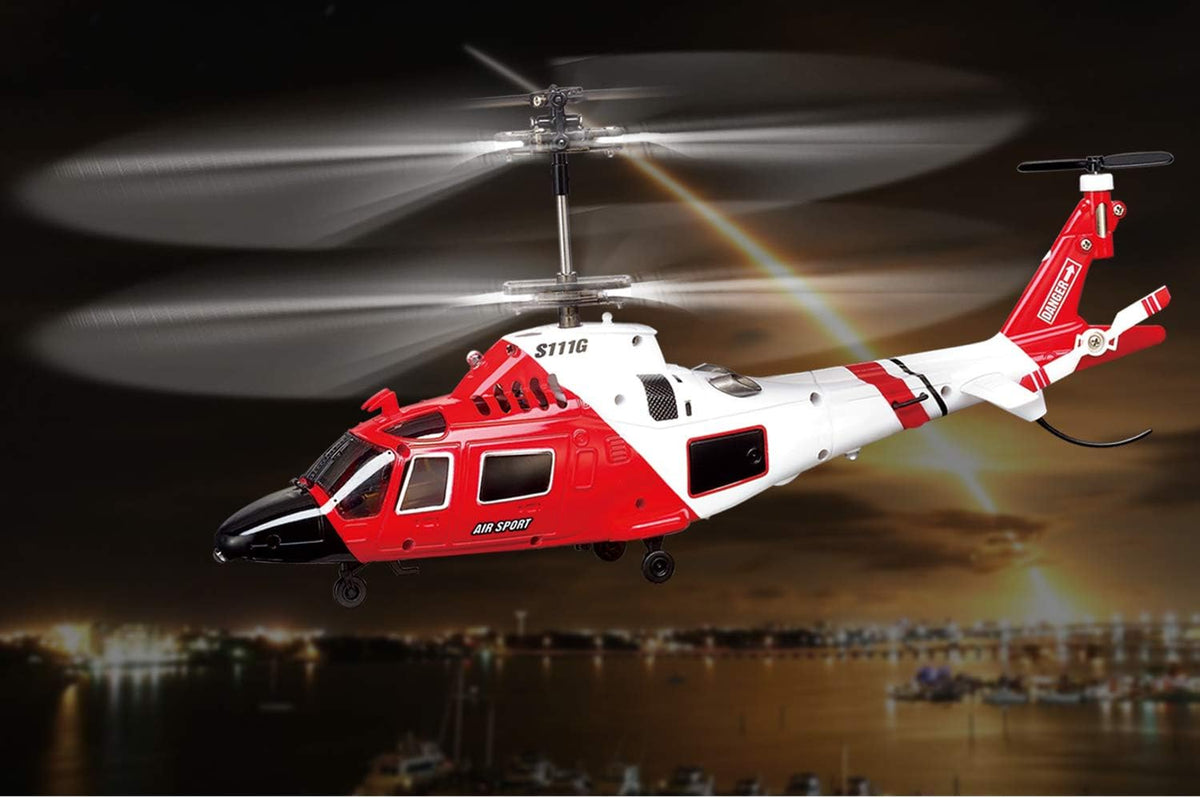 SYMA S111G Coast Guard RC Helicopter 3-Channel Gyro Stabilized Mini Indoor Helicopter LED Lights 5-6 Min Flight Time | Beginner-Friendly RC Aircraft for Kids Teens Adults | Birthday Gift