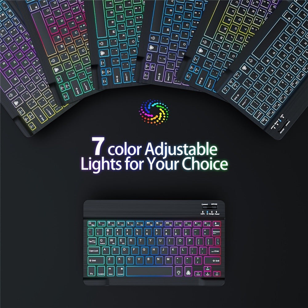 Wireless Keyboard and Mouse Combo Ultra-Thin Backlit Rechargeable Type-C Silent Keys Optical Mouse Portable for PC Laptop Tablet iPad QWERTY Layout Breathing Light Effect