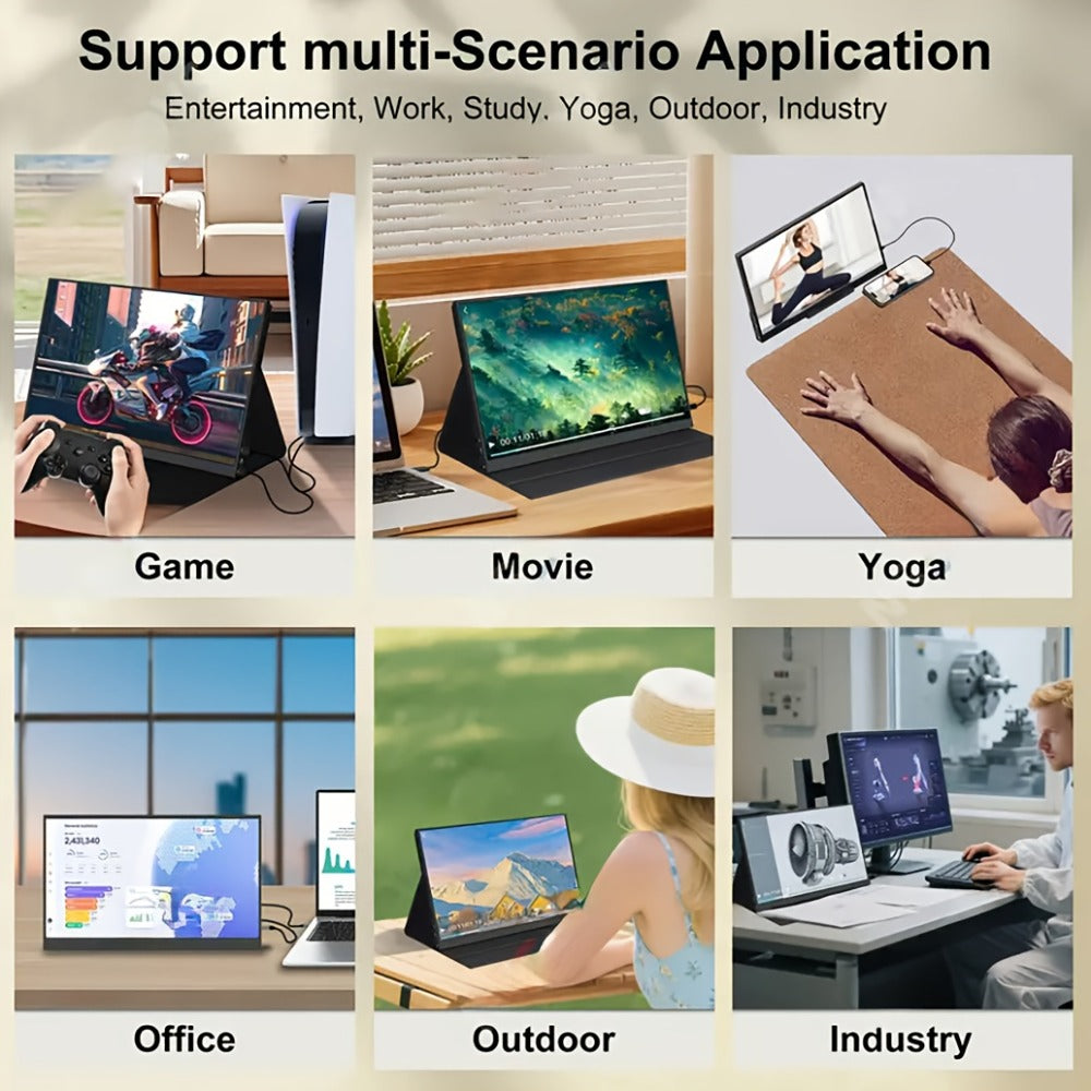 15.6 Inch Portable Monitor 1080P Touchscreen USB-C, 100% sRGB 72% NTSC IPS Travel External Second Screen for Laptop PC iPhone Android, Gaming Monitor with HDMI USB-C