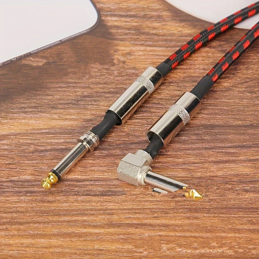 Guitar Bass Amplifier Cable with RCA Connectors – 10ft & 20ft, Tinned Copper Core, Durable Flexible Round Design, Universal Instrument Amp Cable for Electric Guitar, Bass, Keyboard & More