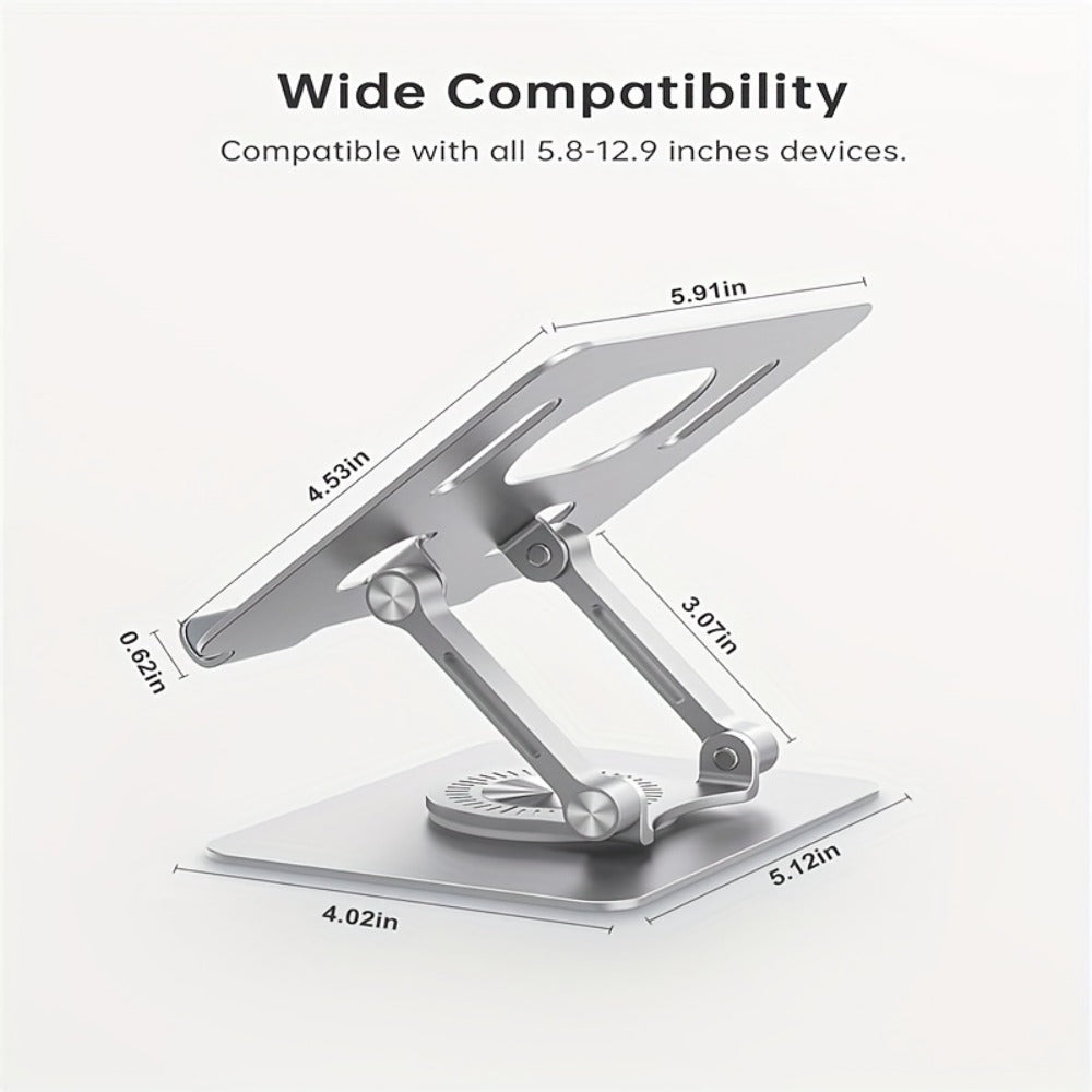 KEXIN Adjustable Aluminum Tablet Stand, 360° Rotating Base, Universal Desktop Holder for iPad, Fire Tablet, Kindle & Smartphones – Silver/Black/Blue