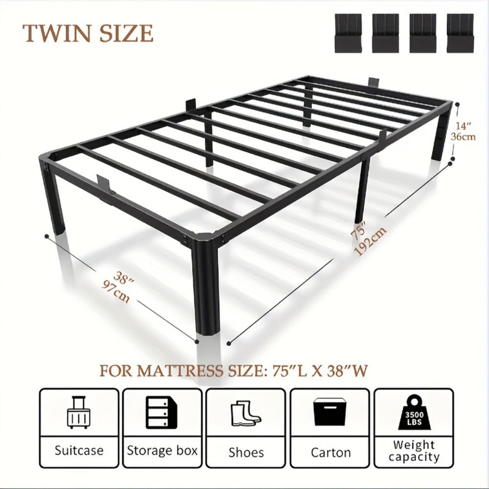 14-Inch Heavy-Duty Bed Frame, Bedroom Platform Bed for Bedroom Comfort and Support detail image - detail view 3