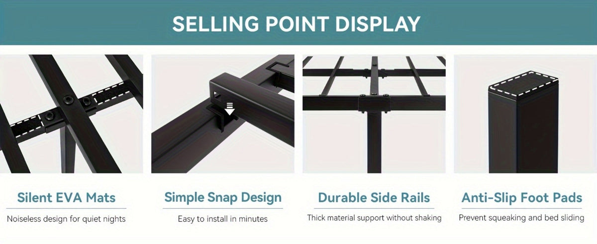 14-Inch Wrought Iron Platform Bed Frame with Headboard and Footboard detail image - detail view 19
