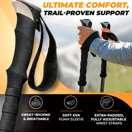 Aluminum Trekking Poles, Adjustable Telescopic Pair in Black, Silvery or Green