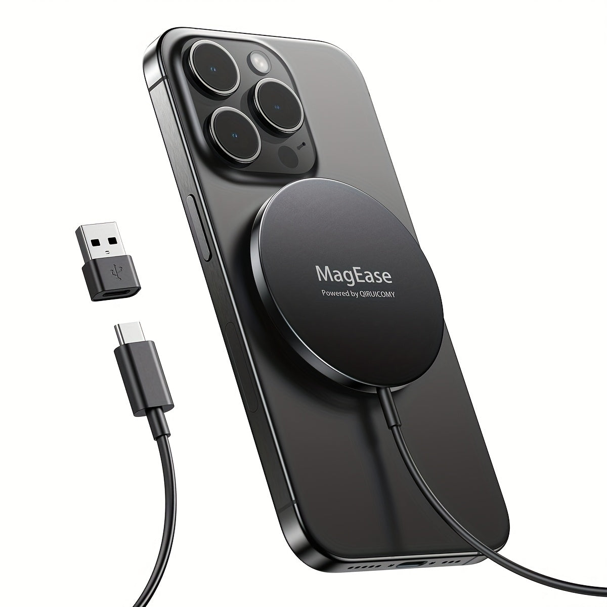 MagSafe Magnetic Wireless Charging Pad 15W Snap Alignment – Fast Charger for iPhone 17/16/15/14/13/12 & AirPods Pro/3/2, USB-C Cable & USB-A Converter Included, PD/PPS/QC Multi-Protocol | Slim Portable | Classic Black