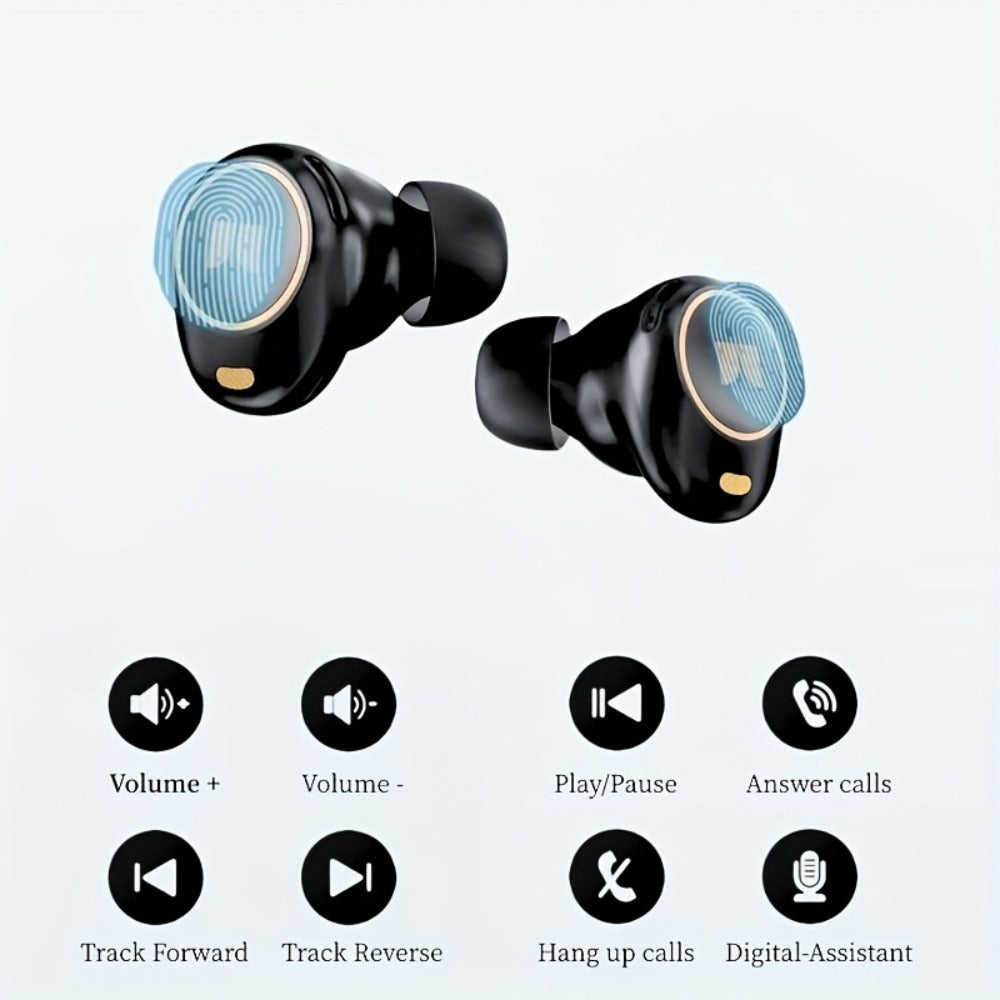 Monster True Wireless Earbuds Bluetooth 5.3 TWS Hi-Fi Sound Dual Noise-Cancelling Mic Touch Control Type-C Charging Case Lightweight Comfortable Fit Premium Black Gold Earphones