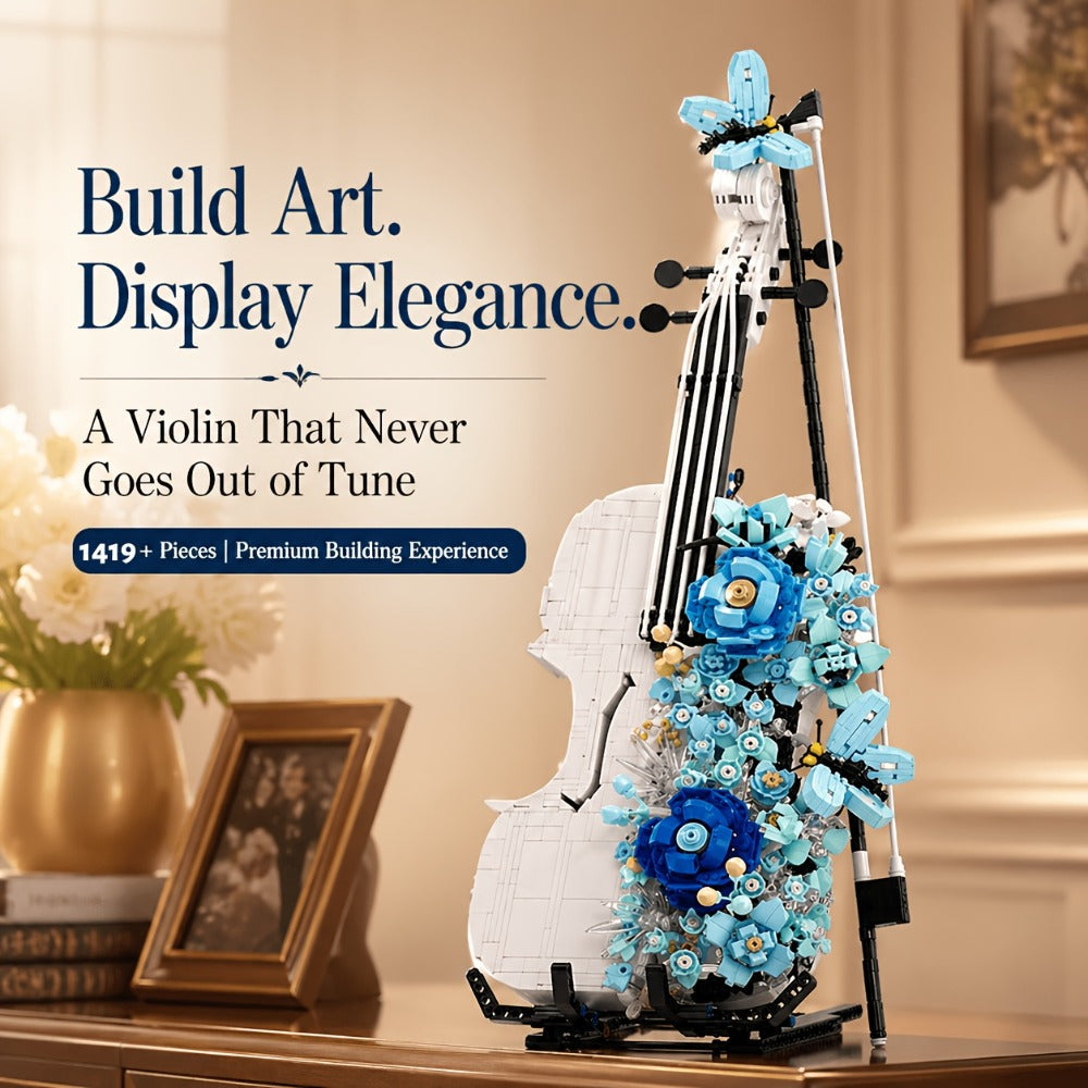 Flower Violin Building Block Set, 1,419-Piece 3D Model