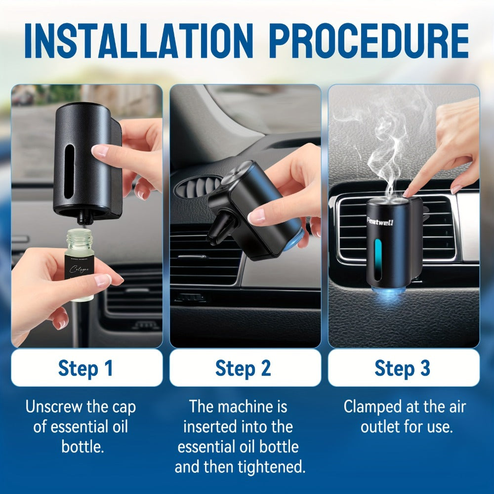Car Essential Oil Diffuser & Humidifier – 3-Level Adjustable Mist, Quiet Ultrasonic Aromatherapy, Cup Holder Fit, Portable for All Car Models | Daily Commute Road Trip Driver Gift | Red Grey