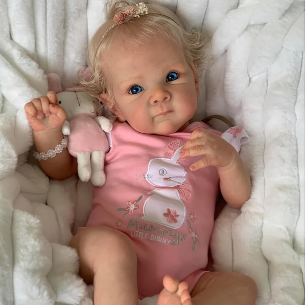 22-Inch Full Vinyl Reborn Baby Doll with Rooted Hair and Open Eyes