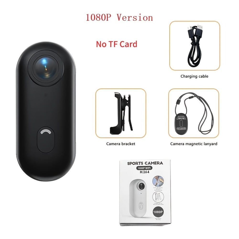 Thumb Action Camera 4K 1080P Mini Sports Camera, Auto Exposure, 800mAh Rechargeable Battery, TF Card Compatible, Compact Wearable Cam for Cycling Hiking Vlogging Outdoor Sports