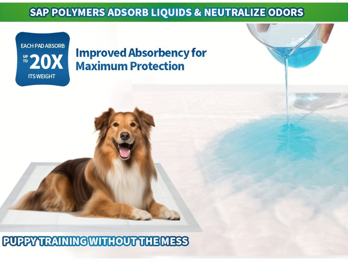 Disposable Dog Pee Pads for Puppy Training - Super Absorbent Leak-Proof Potty Pads with Odor Control, Housebreaking Training Pads for Dogs, 80/100/240 Count, 22"x22" 30"x36" 36"x36"