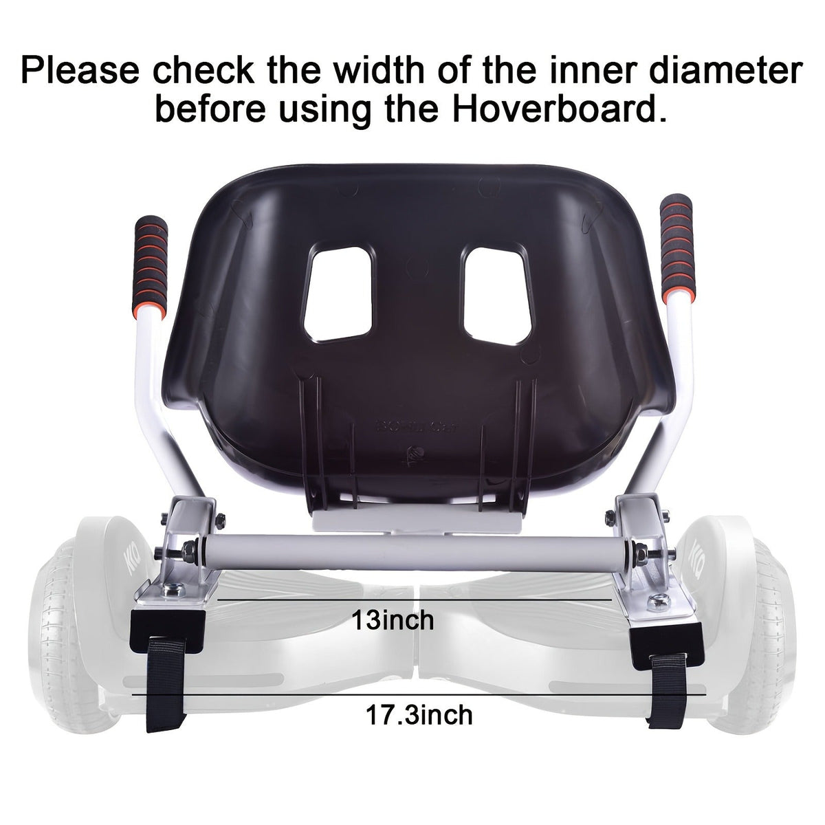Hoverboard Go Kart Seat Attachment Kit for Kids 6.5"-10" Self Balancing Scooter Conversion Accessories with Off-Road Tires, Shock Absorber & Dual Footrests – Sturdy Metal Frame, Easy Install, Fun Ride