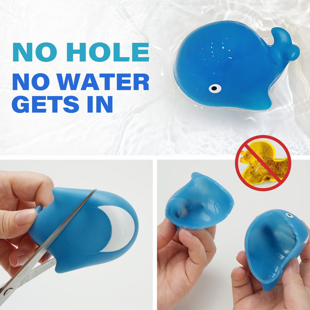 Color Changing Baby Bath Toys 6pcs No Hole – Sea Animal Bathtub Squirt Toys for Toddlers & Kids | Mold-Free BPA-Free | Christmas Birthday Gift for Boys & Girls Ages 1-6