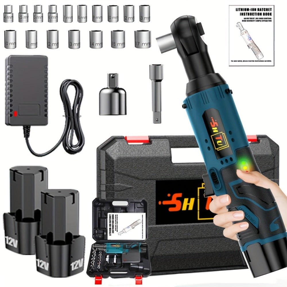 12V Brushless Electric Ratchet Wrench Set with Battery & Quick Charger – Wireless Car Repair Tool Kit for Home & Auto, Holiday Gift for Men