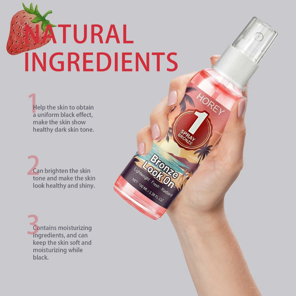 Self Tanning Spray Strawberry Scent 100ml 2-in-1 Progressive Gradual Tan Moisturizing Sunless Tanner for Light Fair Skin Natural Wheat Complexion Summer Glow Portable Easy Absorption 3.38oz