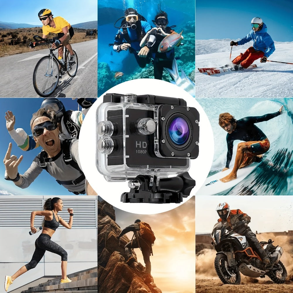 1080P Waterproof Action Camera for Kids & Beginners – 170° Wide Angle, 2" LCD, 90-Min Battery, Accessory Kit for Swimming, Cycling, Rock Climbing & Outdoor Sports Gift