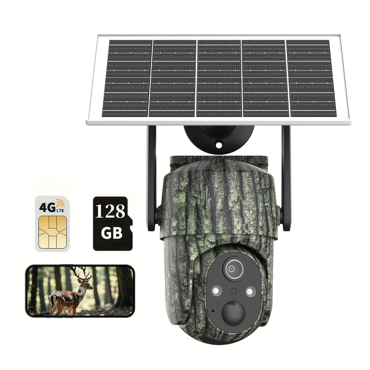 4G Cellular Game Camera Solar Powered - 2K Live View, 0.02s Motion Trigger, Night Vision, No WiFi Needed for Hunting & Wildlife