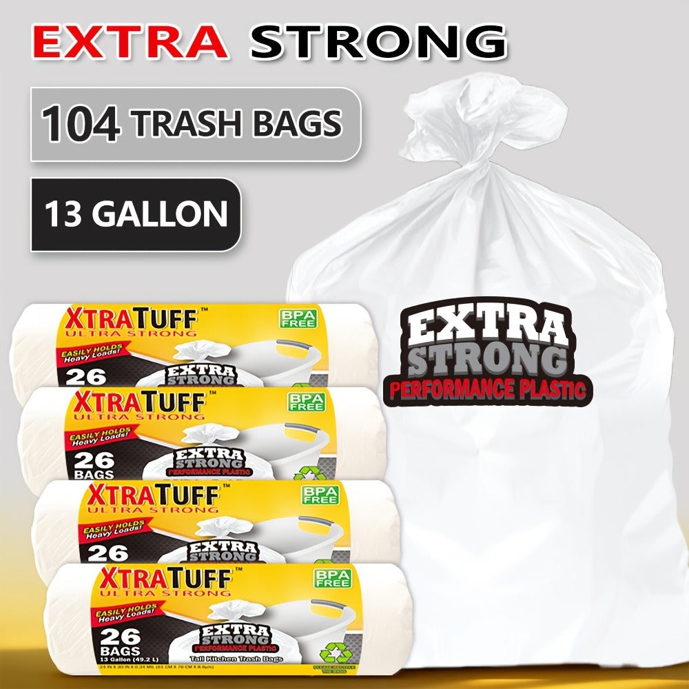 13 Gallon Trash Bags Heavy Duty – Expandable Drawstring & Clear Garbage Bags, Leak-Resistant Odor-Control Liners for Kitchen, Bedroom, Office, Outdoor Use (44/85/104/170/180/360 Count)
