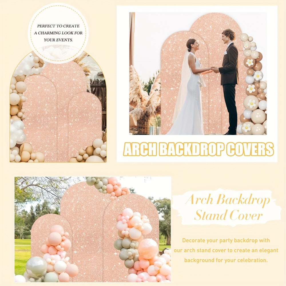 Sequins Wedding Arch Cover Set of 3 Sizes 4ft 5ft 6ft Metallic Spandex Arch Backdrop Cover Payette Glitter Arch Stand Cover for Wedding Birthday Party Decoration