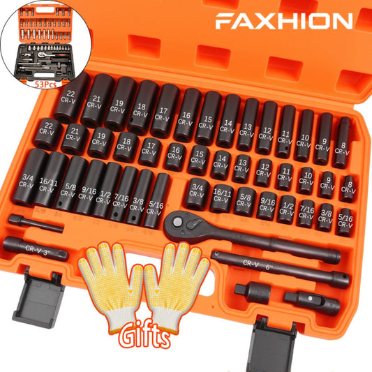 Auto & Bicycle Repair Tool Set with Ratchet Wrench, 50- or 53-Piece, Orange