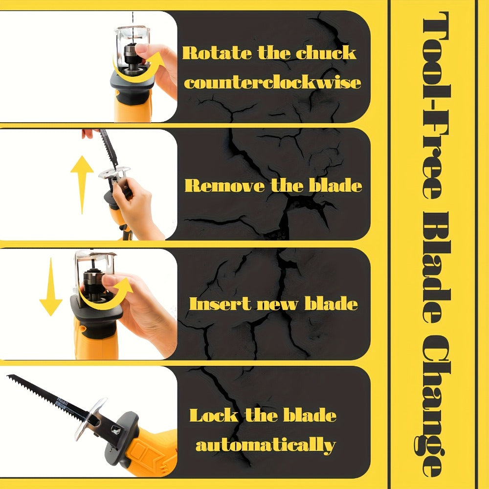 Reciprocating Saw Brushless Cordless for DeWalt 20V Battery – 0-3500 SPM Variable Speed, Tool-Free Blade Change, 4 Saw Blades Included, for Wood, Metal & PVC Cutting (Battery Not Included)