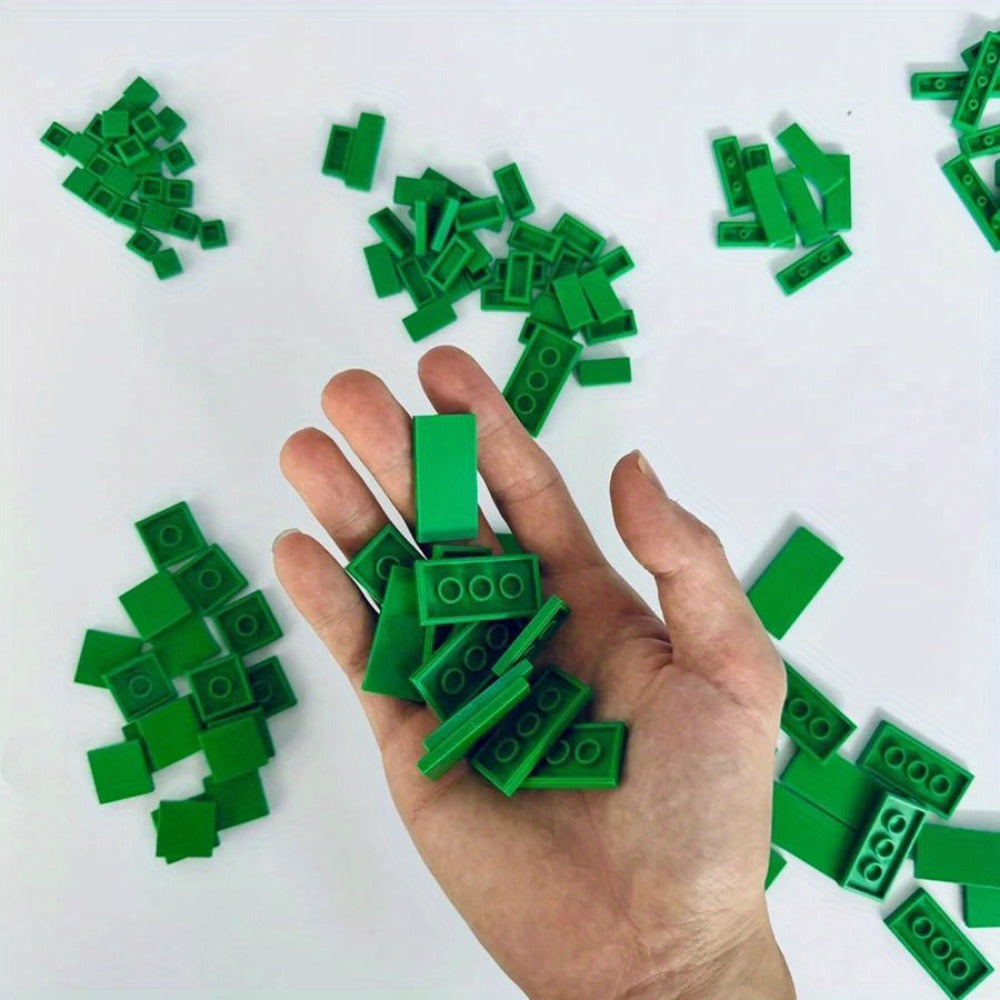 Bulk Smooth Flat Tile Building Blocks, Approx. 150 Pieces, 1x1 1x2 & 1x6