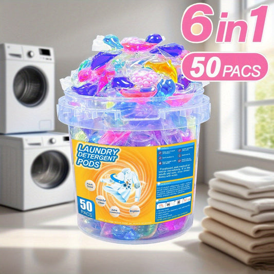 Laundry Detergent Pods, 6-in-1 Scented Formula, 50-Count Box