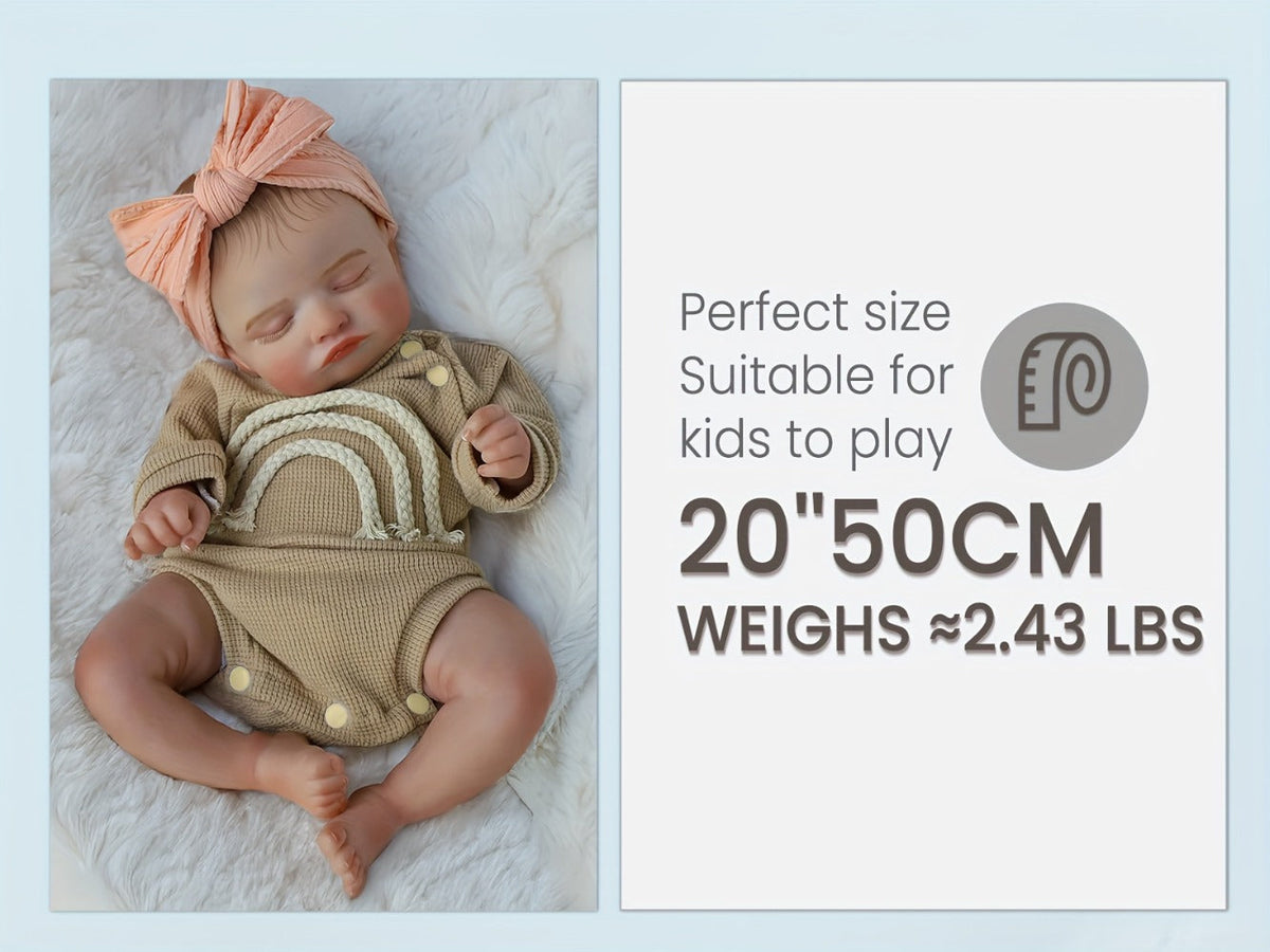 20-Inch Sleeping Reborn Baby Doll with Soft Cloth Body and Feeding Set