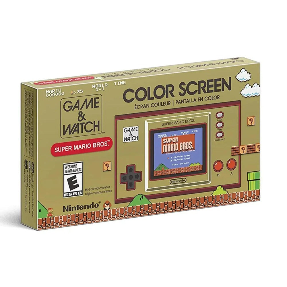 Game & Watch Super Mario Bros. Limited Edition Golden Handheld with Super Mario Bros., The Lost Levels & Ball – 2.36" Color Screen, 35 Clock Animations, Nintendo Retro Collectible