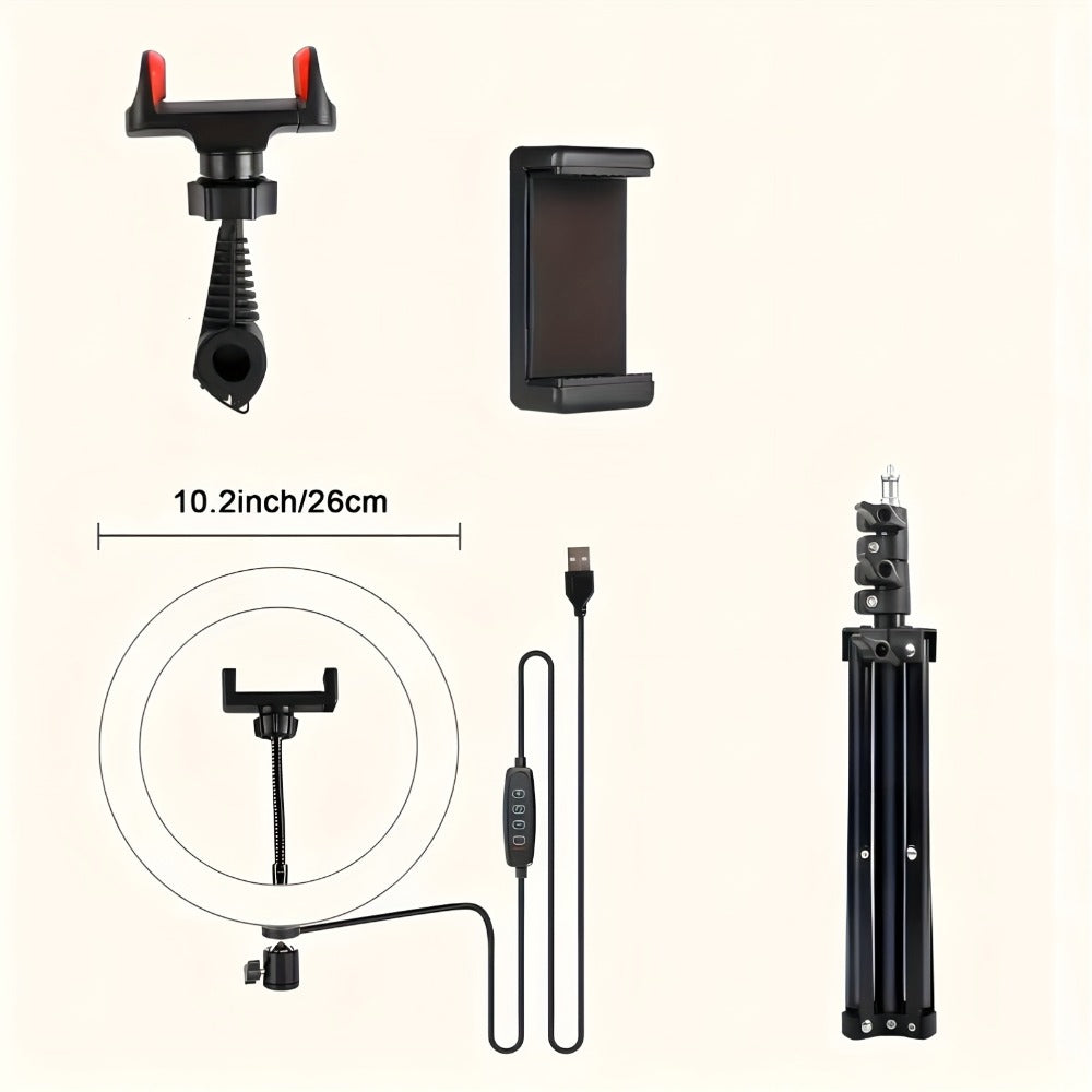 Desk Tripod Ring Light 10 12 Inch with Phone Stand, Adjustable Height 15 to 43 Inches, Dimmable LED Circular Light for Selfie Photography, Makeup, YouTube, TikTok & Live Streaming