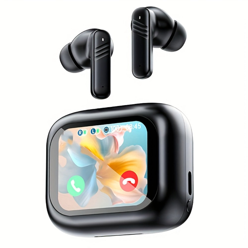 LED Touchscreen Wireless Earbuds Bluetooth 5.4, ANC/ENC Noise Cancelling, 48H Playtime, Touch Screen Control, LED Display Charging Case, True Wireless Earphones for Work Sport Travel