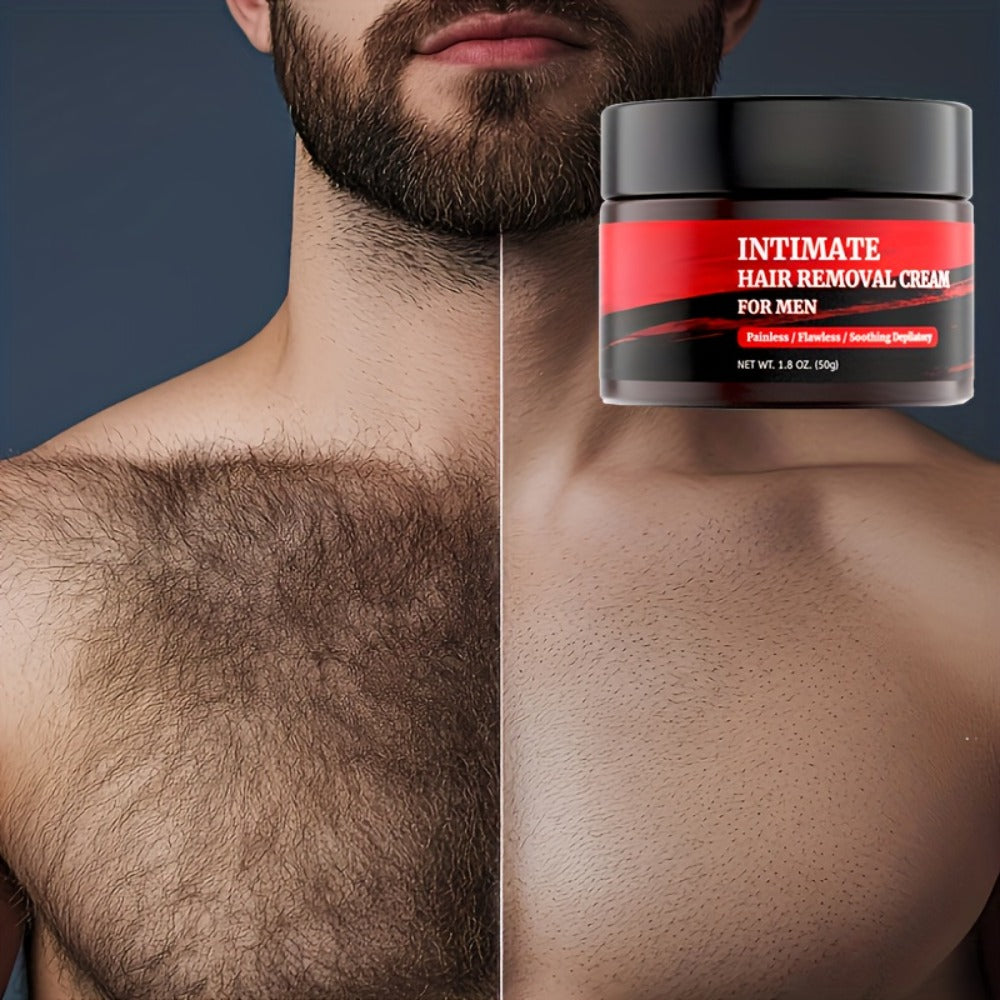 Hair Removal Cream for Men 1.8 oz 50g – Painless Gentle Depilatory for Back Chest Body & Sensitive Areas, Fast-Acting Coarse Hair Dissolving Formula, 1 3 5 Pack Razor-Free Grooming