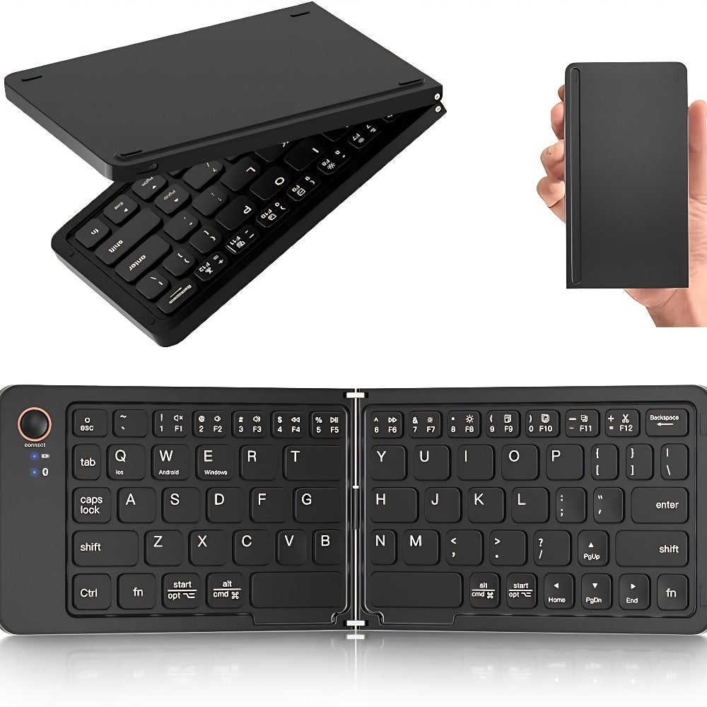 7.3mm Ultra-Slim Magnetic Wireless Keyboard Rechargeable Foldable Compact Bluetooth Keyboard with Media Hotkeys for Computer Desktop PC Laptop Smart TV iOS Android Windows