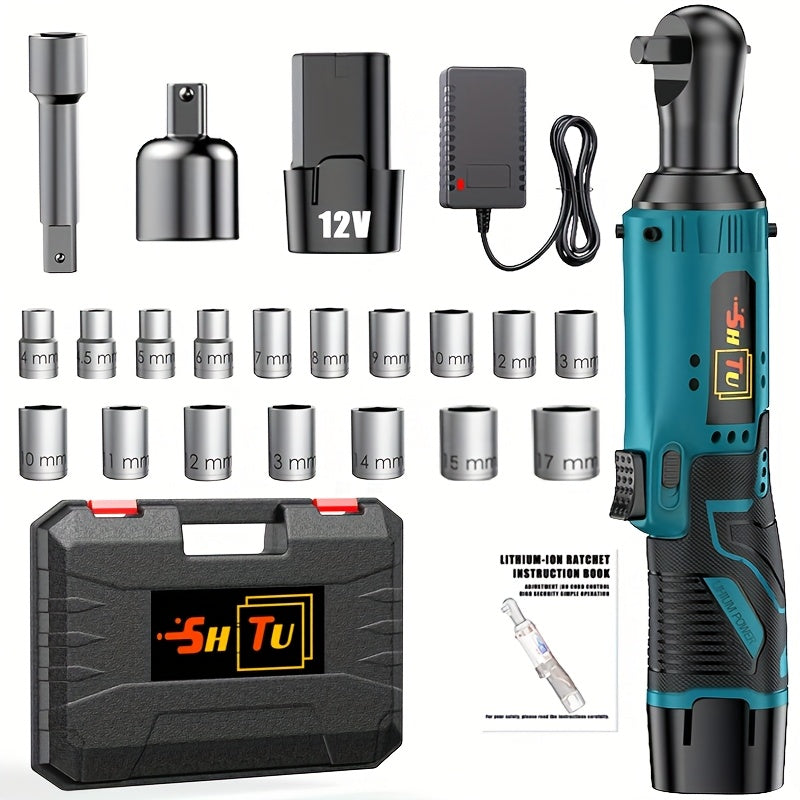 12V Brushless Electric Ratchet Wrench Set with Battery & Quick Charger – Wireless Car Repair Tool Kit for Home & Auto, Holiday Gift for Men