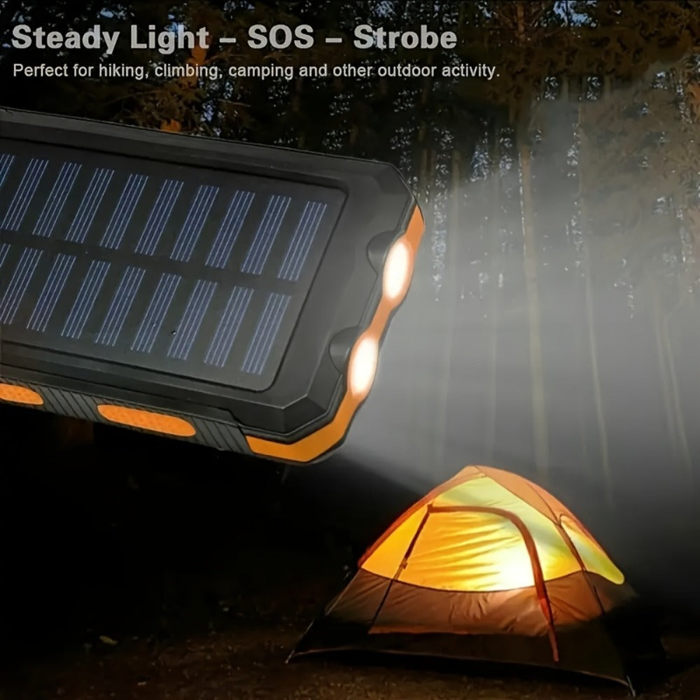 38800mAh Solar Power Bank QC3.0 Fast Charging – USB-C Dual USB Ports LED Flashlight Portable Battery Pack for All Cell Phones Outdoor Camping Hiking Travel Emergency Backup