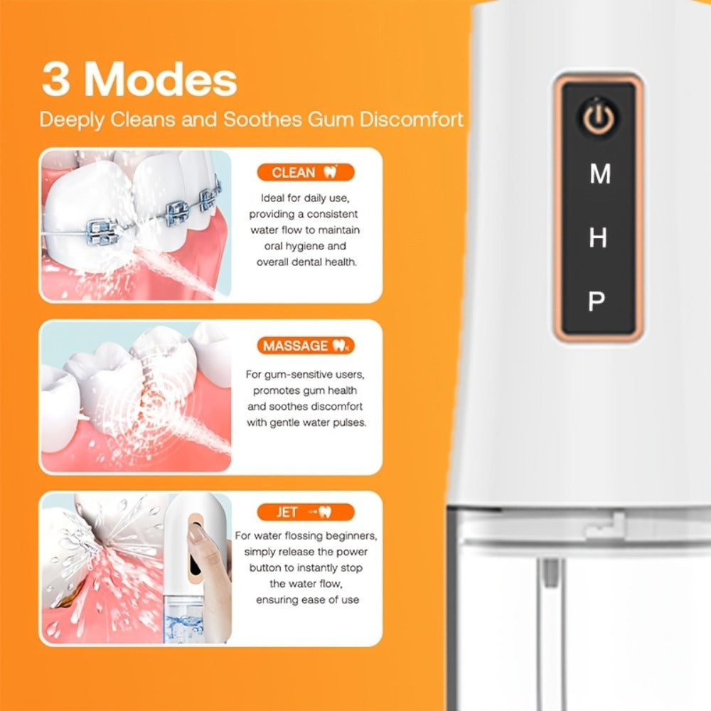 Water Flosser Oral Care Kit – 3-Mode Portable Electric Dental Cleaner, USB Rechargeable, 4-Function Nozzle, Tooth Whitening Device & Electric Toothbrush Set for Travel & Home Use