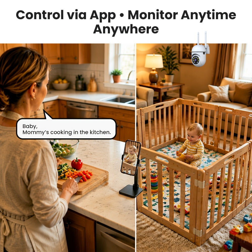 4-Pack Indoor Security Camera 5GHz WiFi 3MP 360° Pan Tilt Zoom, AI Motion Detection & Auto-Tracking, Color Night Vision, Two-Way Audio, Cloud & SD Storage – Plug-In Pet Baby Family Home Monitor System