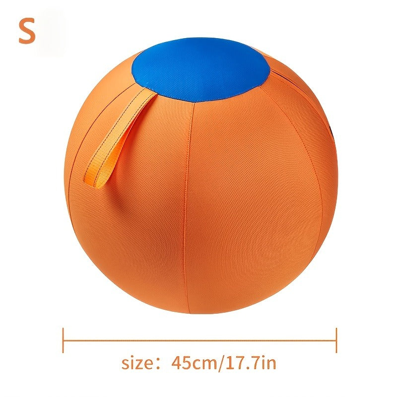Horse Training Ball 21.7" Anti-Burst Silicone Grazing Ball with Cover & Hanging Belt for Horses Goats Dogs, Large Stable Toy Boredom Buster Ball for Equine Play & Exercise, Blue & Orange