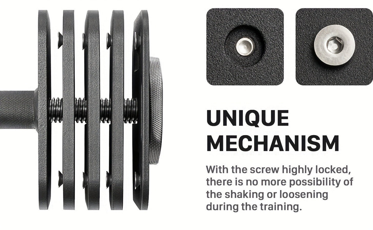 Quick-Lock Adjustable Dumbbell Set 10–80LB – 5LB Increments Square Weight Plates for Home Gym Fitness, Compatible Longer Screws & Add-On Plates Available