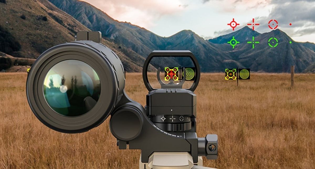 Red Green Dot Sight 33mm with 4 Reticle Modes – Dual Illuminated Rifle Scope, 1x Magnification, 1 MOA Adjustment, Parallax-Free Rail Mount Optic for Hunting, Target Shooting & Tactical Use on Rifles Shotguns Carbines