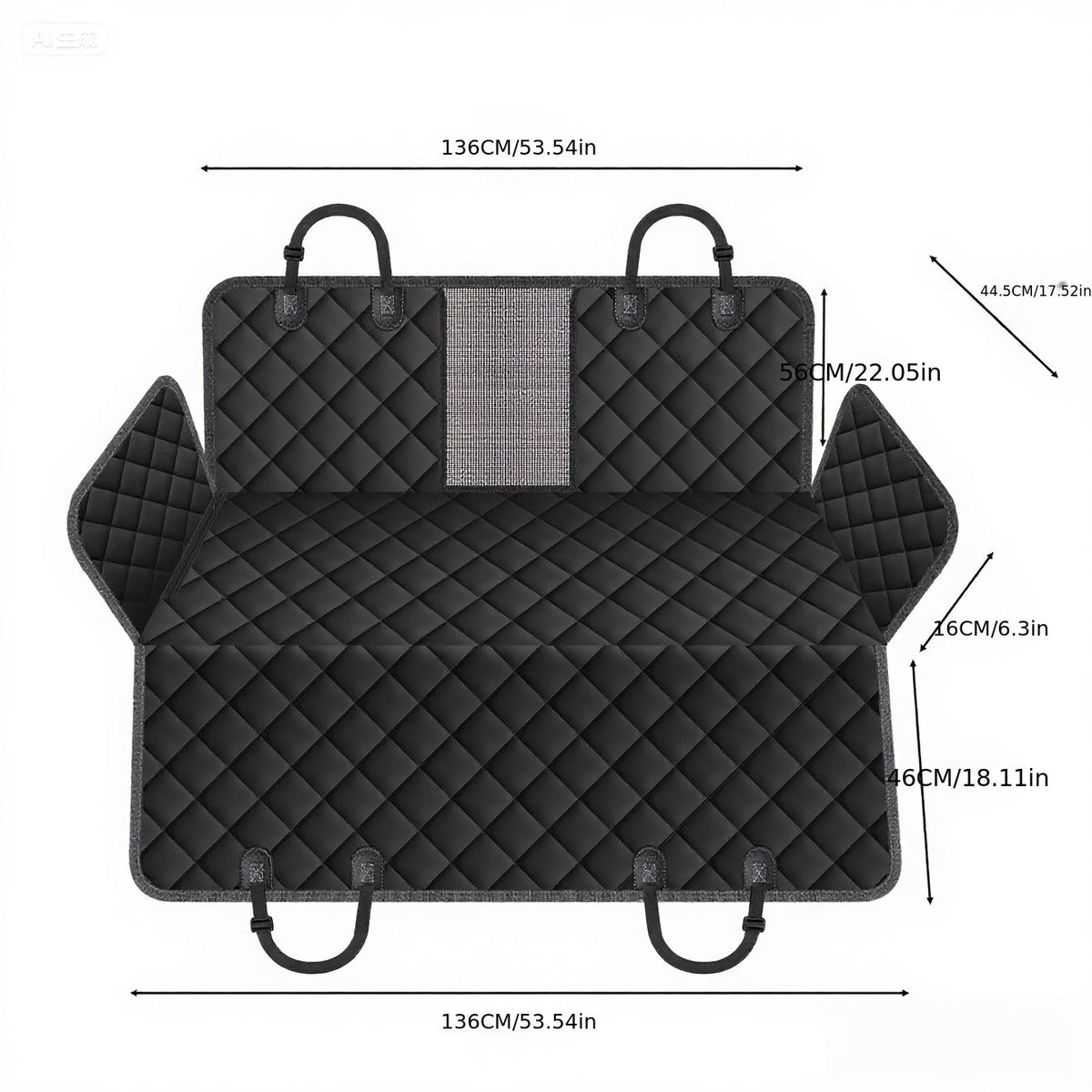 Dog Car Seat Cover for Back Seat - Waterproof Oxford & TPU Pet Seat Protector with Anti-Slip Base, Side Flaps, Seat Belt Openings & Mesh Window, Machine Washable Dog Car Cover for SUVs & Vehicles
