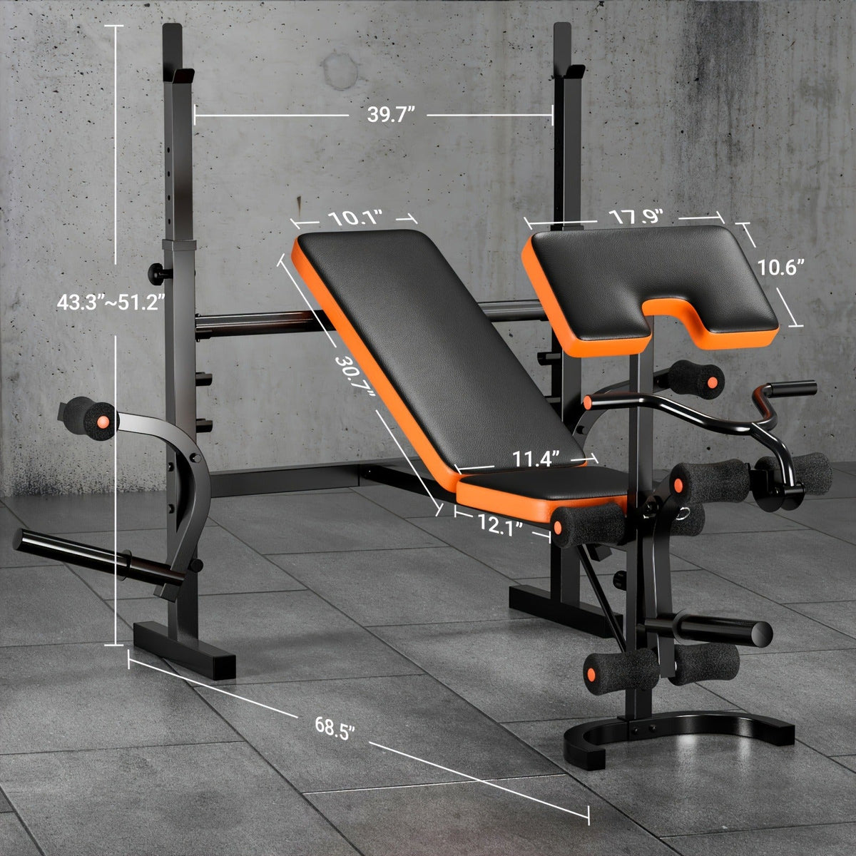 Adjustable Weight Bench 6-in-1 Foldable – Flat Incline Decline, Resistance Bands, Preacher Curl & Leg Developer, 770lb Capacity – Home Gym Strength Training Bench