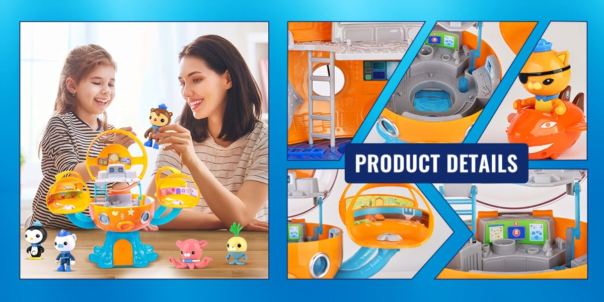 Octonauts Octopod Castle Adventure Playset – 8 Action Figures Glow Stickers Light Sound Effects, Interactive Ocean Toy Gift for Boys Girls Kids Ages 3+ Birthday Christmas