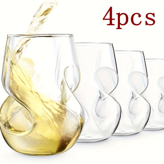 Twisted Cocktail Glasses, 400 mL Borosilicate Glass, Set of 4 or 8