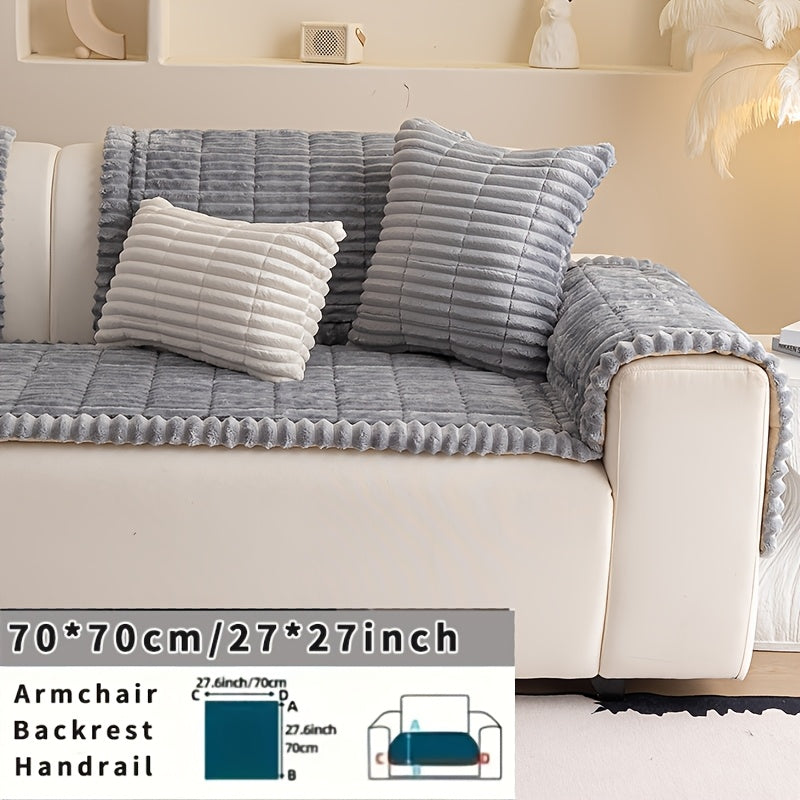 Sofa Cushion Cover Plush Velvet Washable Seat Pad Wavy Edge Soft Kapok Filling for Couch Loveseat 1 2 3 4 Seater — Easy Install Home Decor Protection