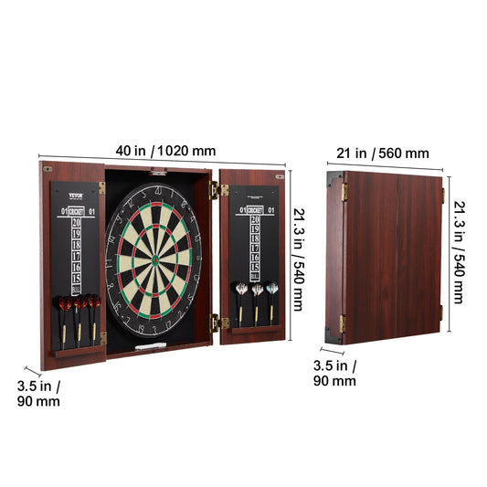 Dartboard Cabinet Set with 18-Inch Sisal Board, 6 Steel Tip Darts & Scoreboard